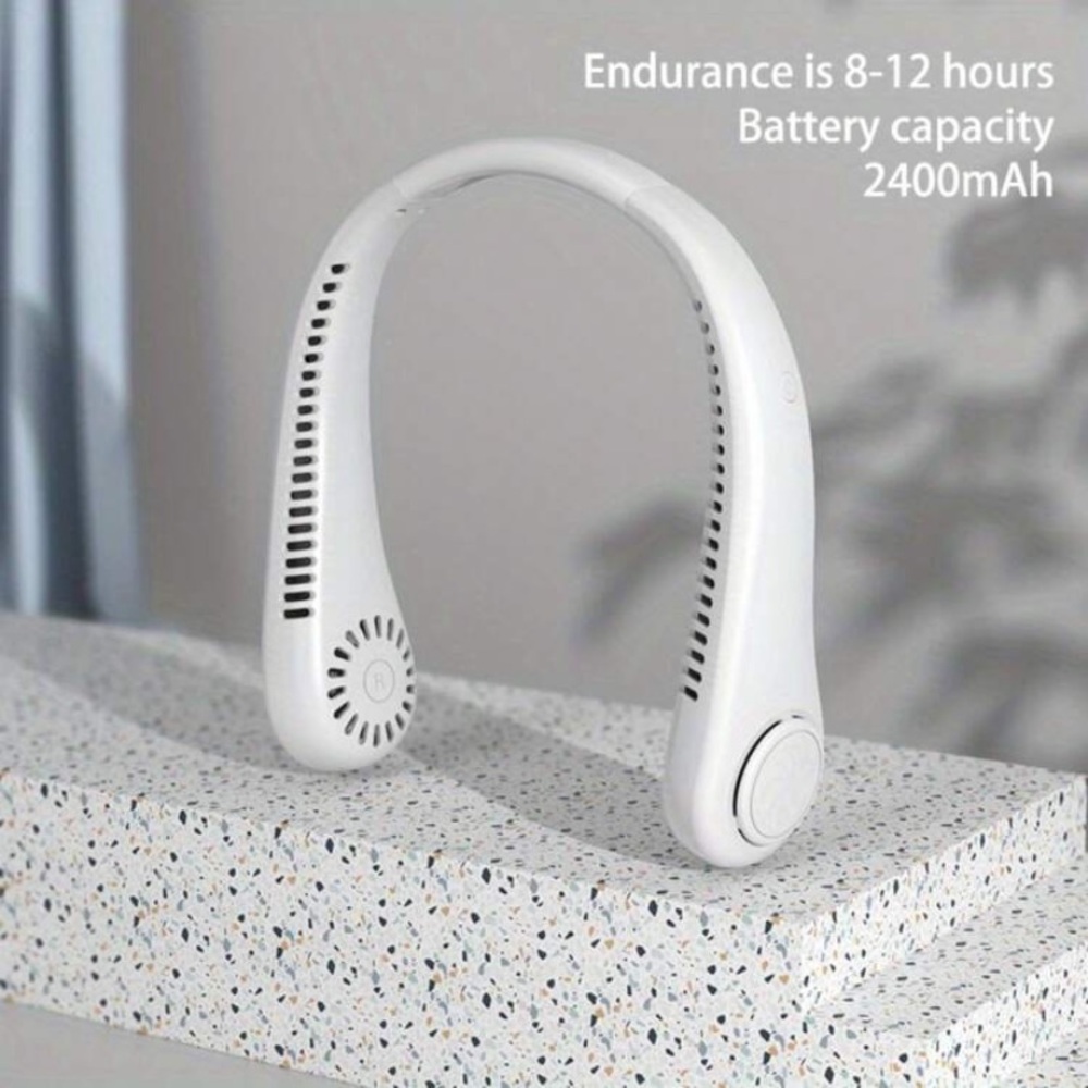 Sleek White Leafless Neck Fan